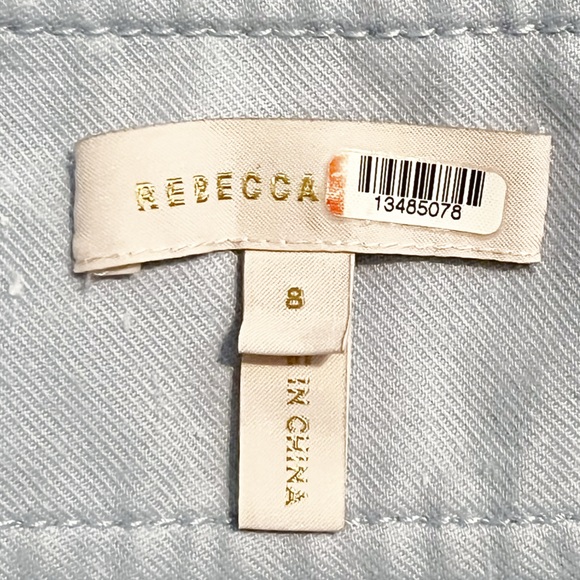 Rebecca Taylor Blue Slub Cotton High Rise Straight Leg Suiting Pants - Picture 5 of 8